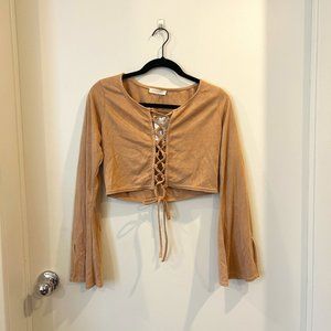 Tan suede criss cross shirt size large